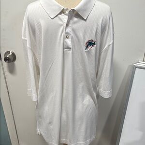 Cutter & Buck White Polo Shirt Miami Dolphins Logo